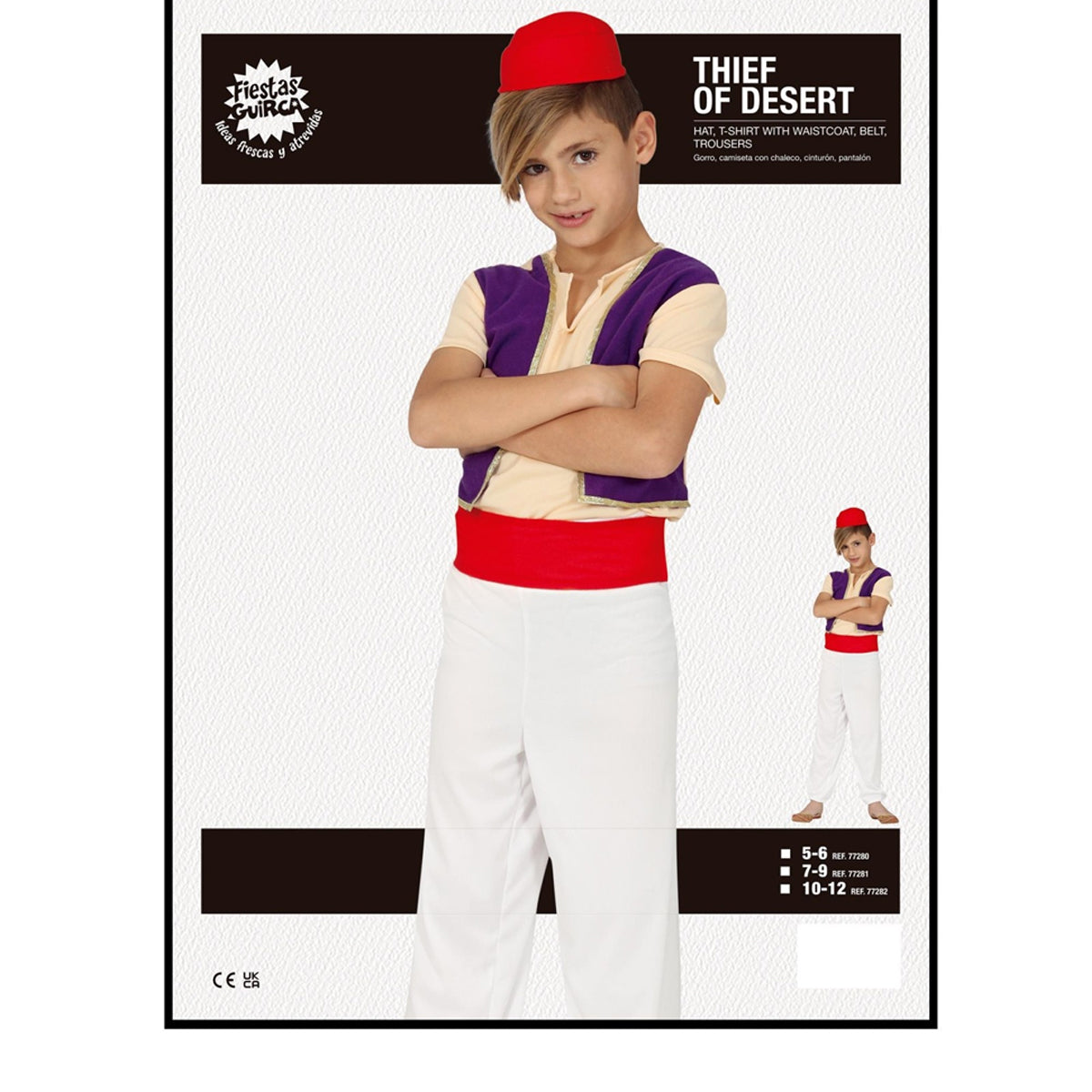 Multicoloured - Pack Shot - Fiestas Guirca Boys Desert Thief Costume Set