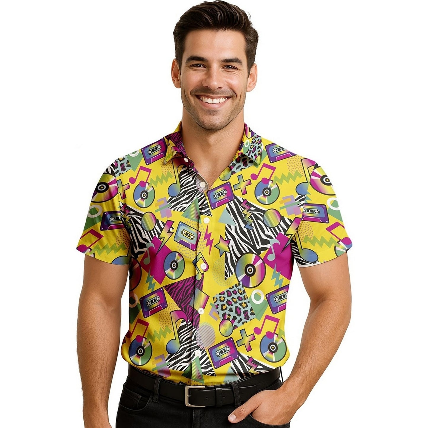 Multicoloured - Front - Fiestas Guirca Mens Music Star 90s Shirt