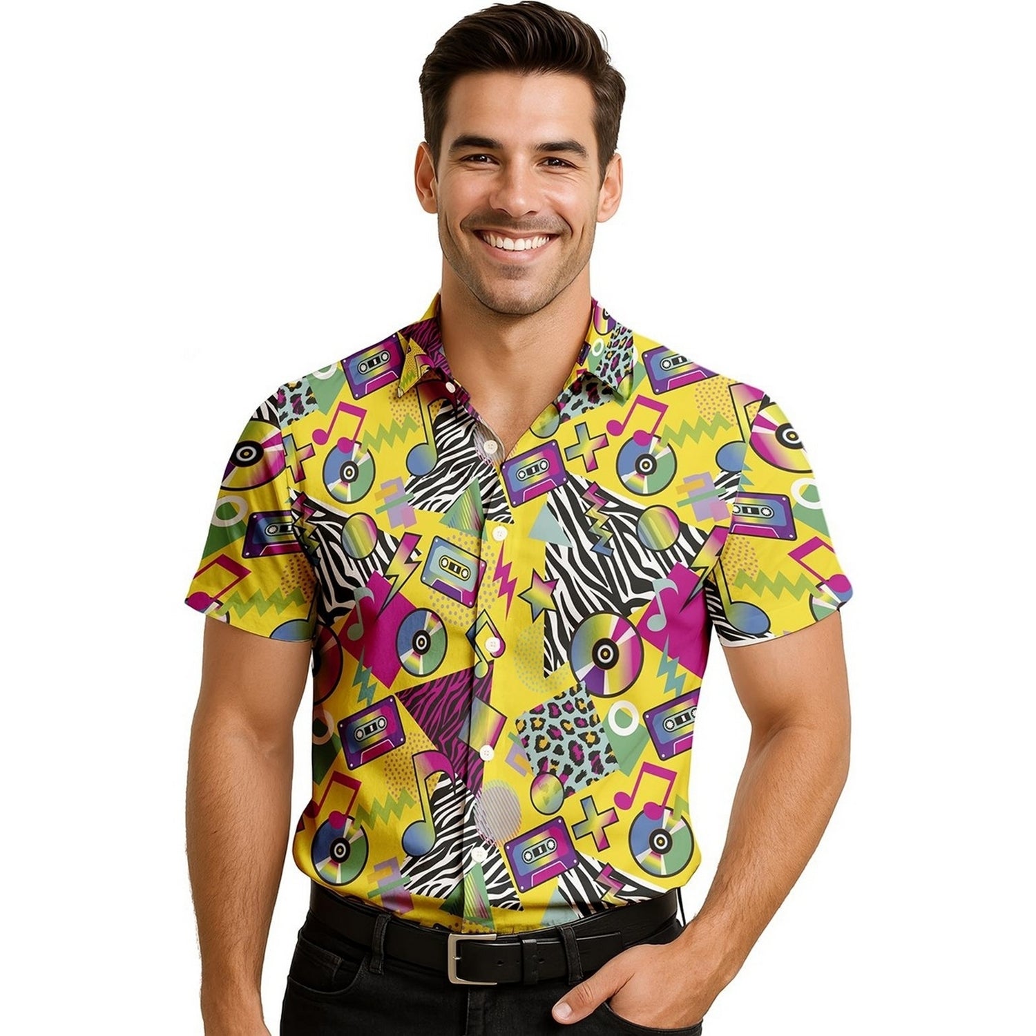 Multicoloured - Front - Fiestas Guirca Mens Music Star 90s Shirt