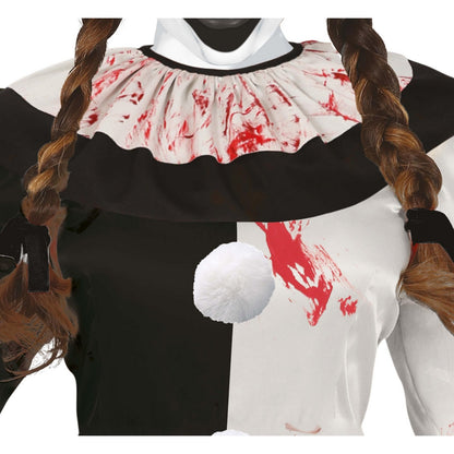 White-Black - Back - Fiestas Guirca Womens-Ladies Terrorific Clown Costume Set