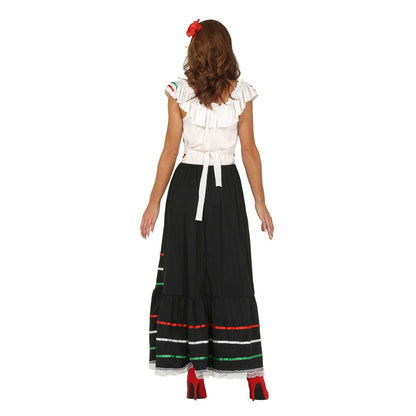 Black-Green-Red - Back - Fiestas Guirca Womens-Ladies Mexican Costume Dress