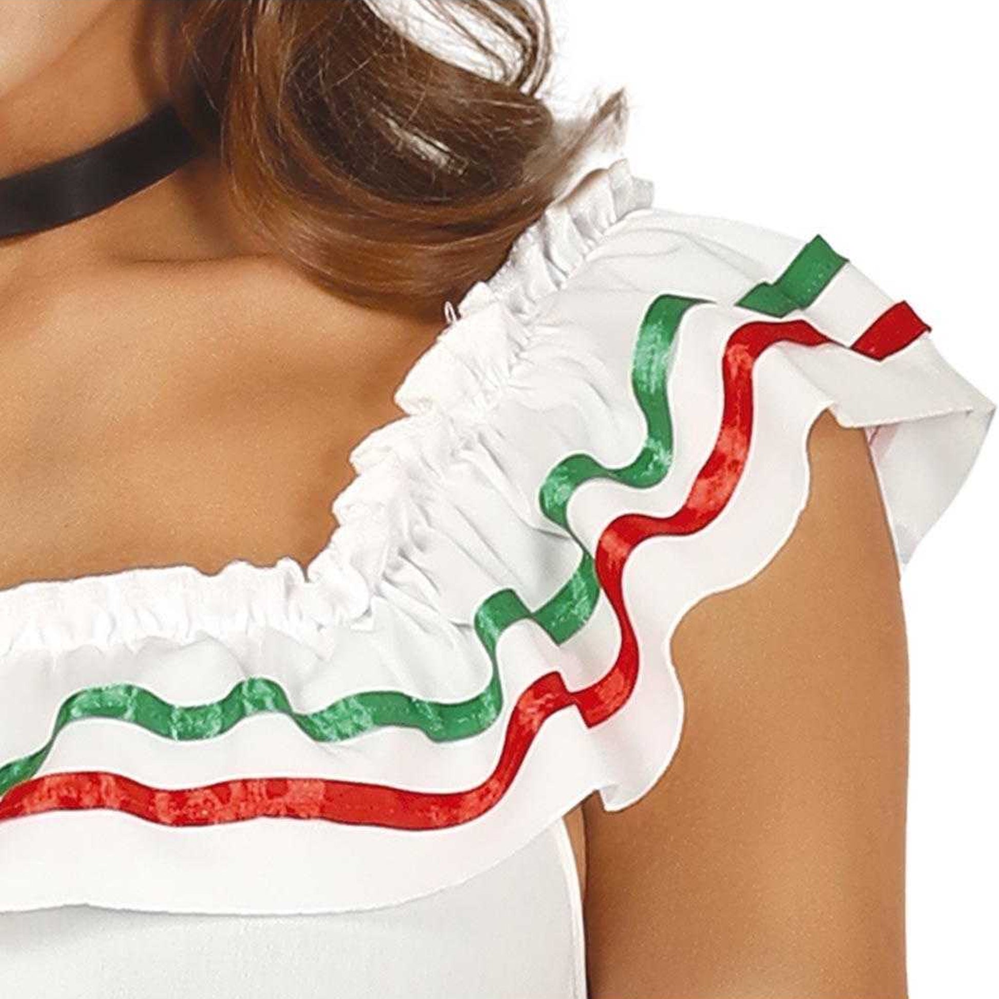 Black-Green-Red - Side - Fiestas Guirca Womens-Ladies Mexican Costume Dress