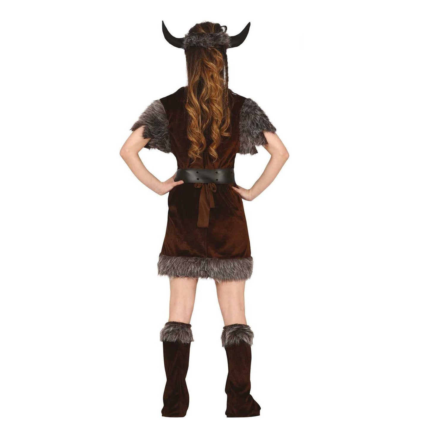 Brown-Black - Back - Fiestas Guirca Girls Viking Costume Set