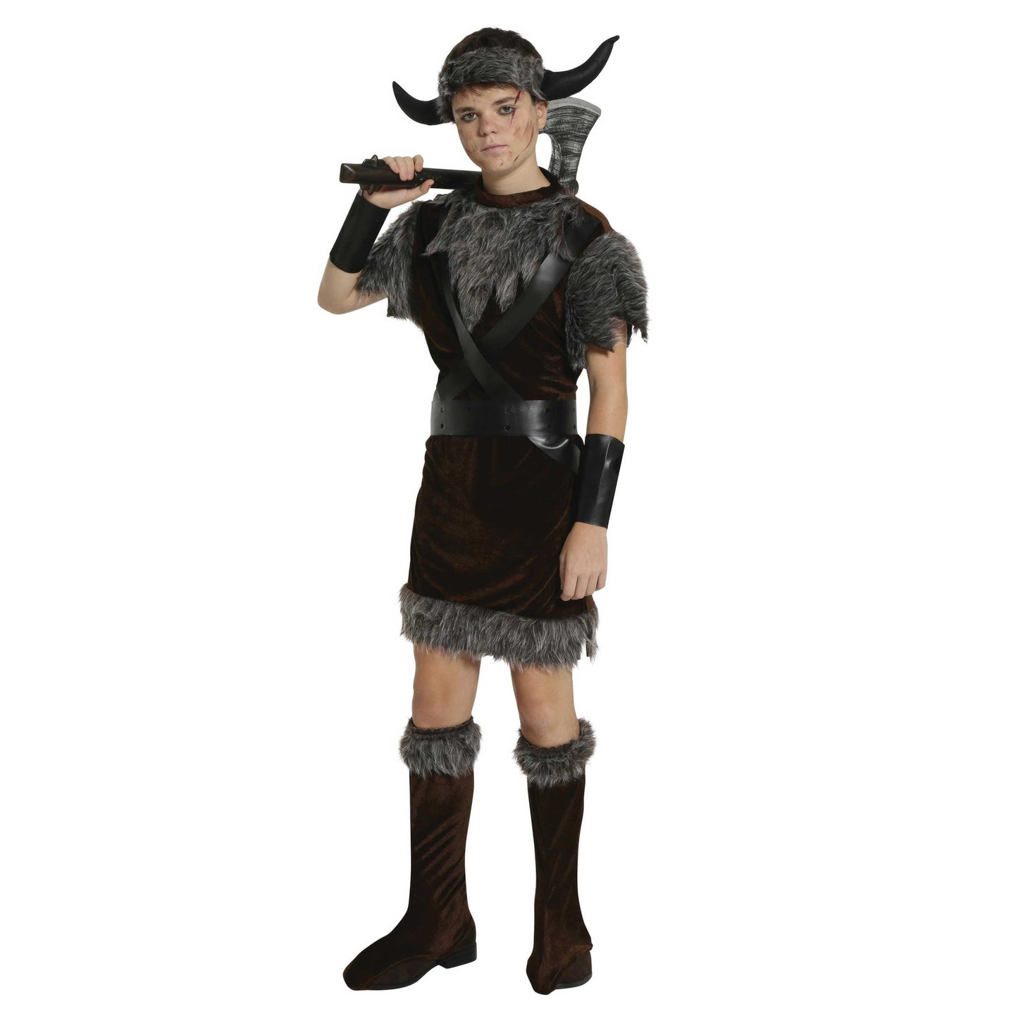 Brown-Black - Side - Fiestas Guirca Girls Viking Costume Set