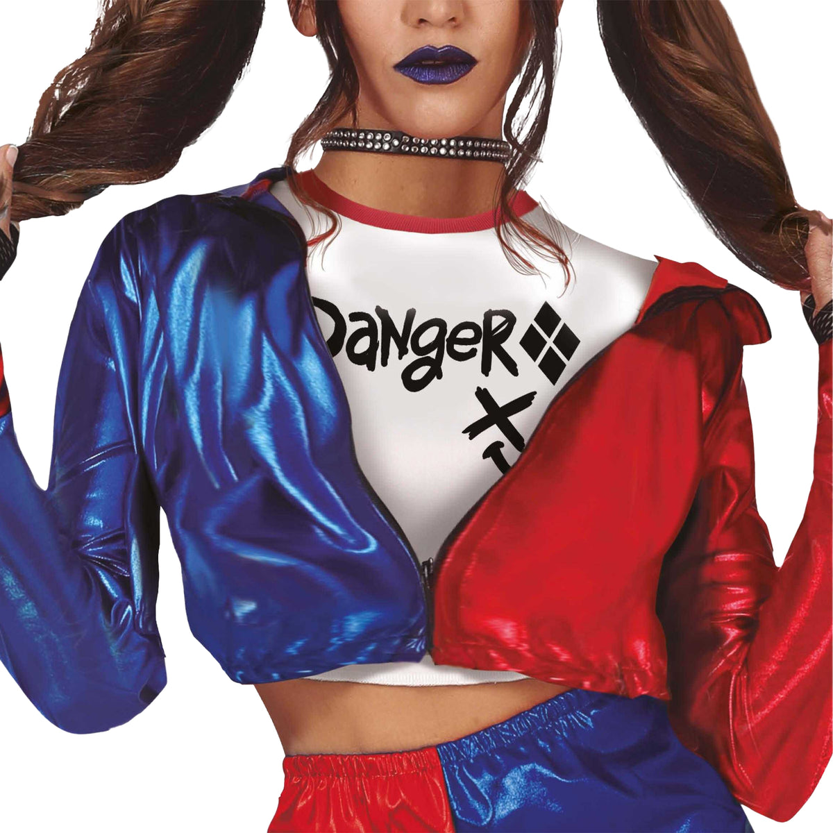 Red-Blue - Side - Fiestas Guirca Womens-Ladies Dangerous Glam Costume Set