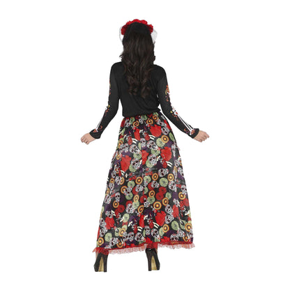 Black-Multicoloured - Back - Fiestas Guirca Womens-Ladies Catrina Costume Set