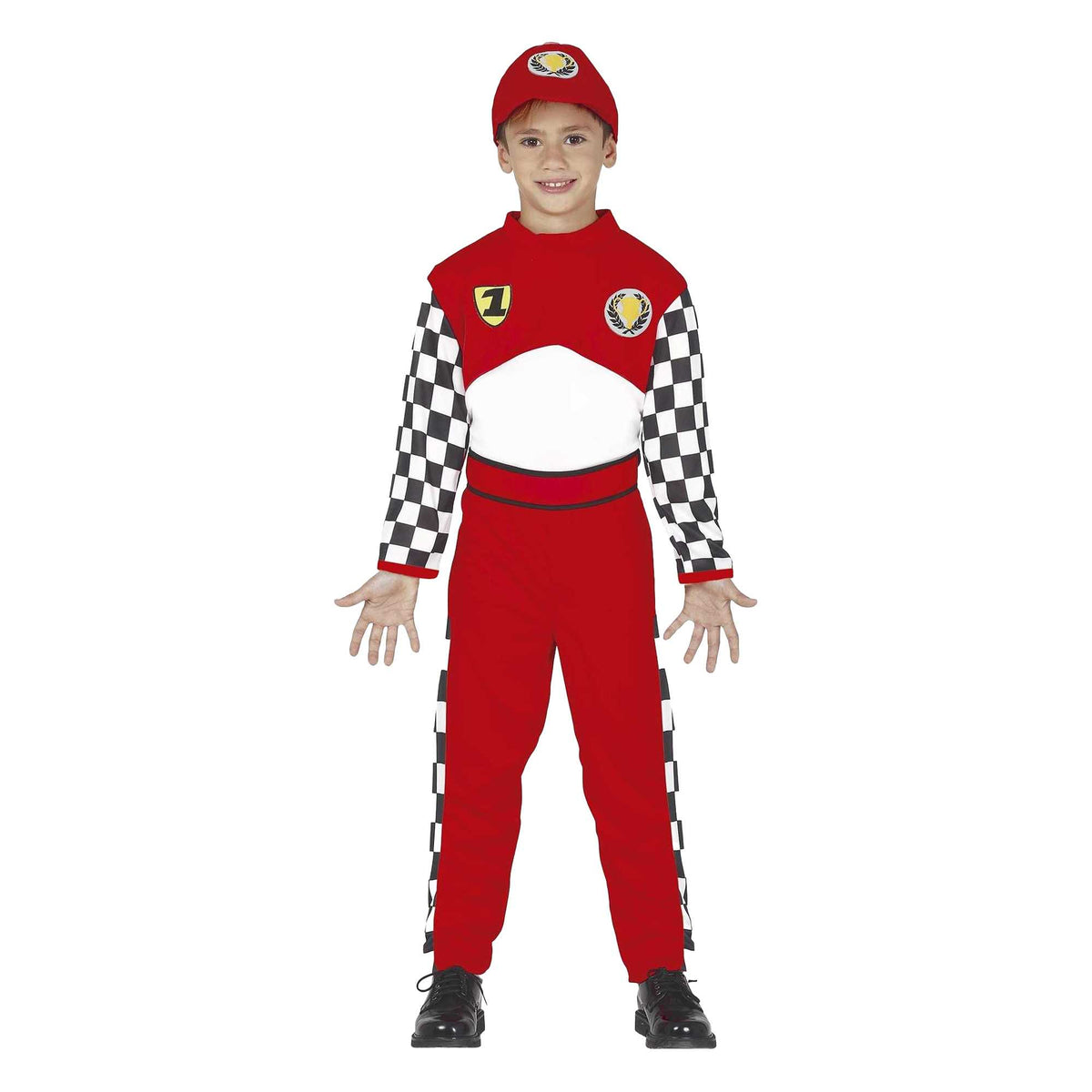 Red-White - Front - Fiestas Guirca Boys Formula Driver Costume Set