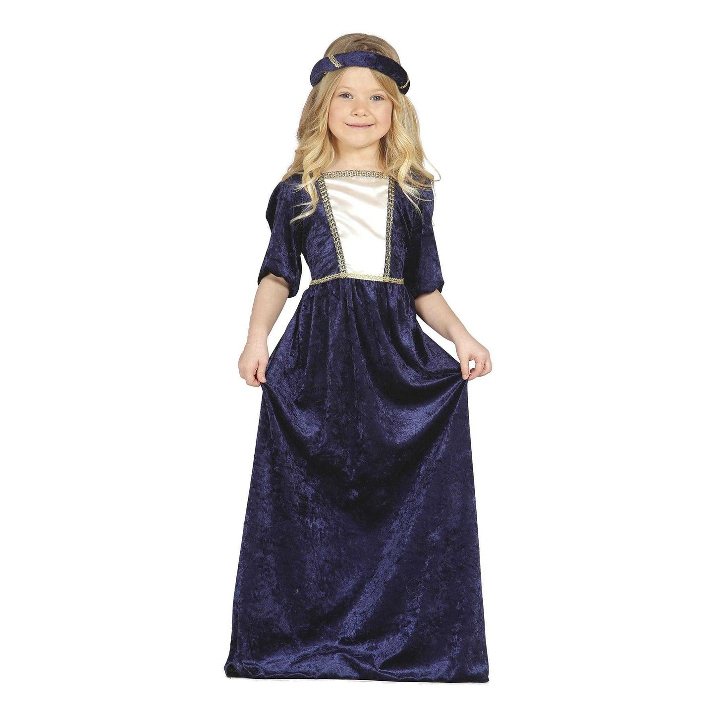 Blue-White - Front - Fiestas Guirca Girls Medieval Costume Set