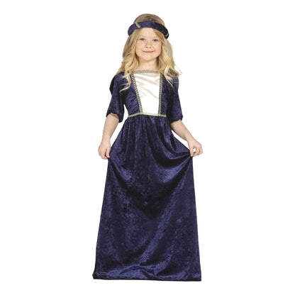 Blue-White - Front - Fiestas Guirca Girls Medieval Costume Set