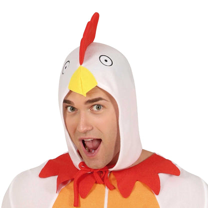White - Side - Fiestas Guirca Unisex Adult Chicken Costume Set