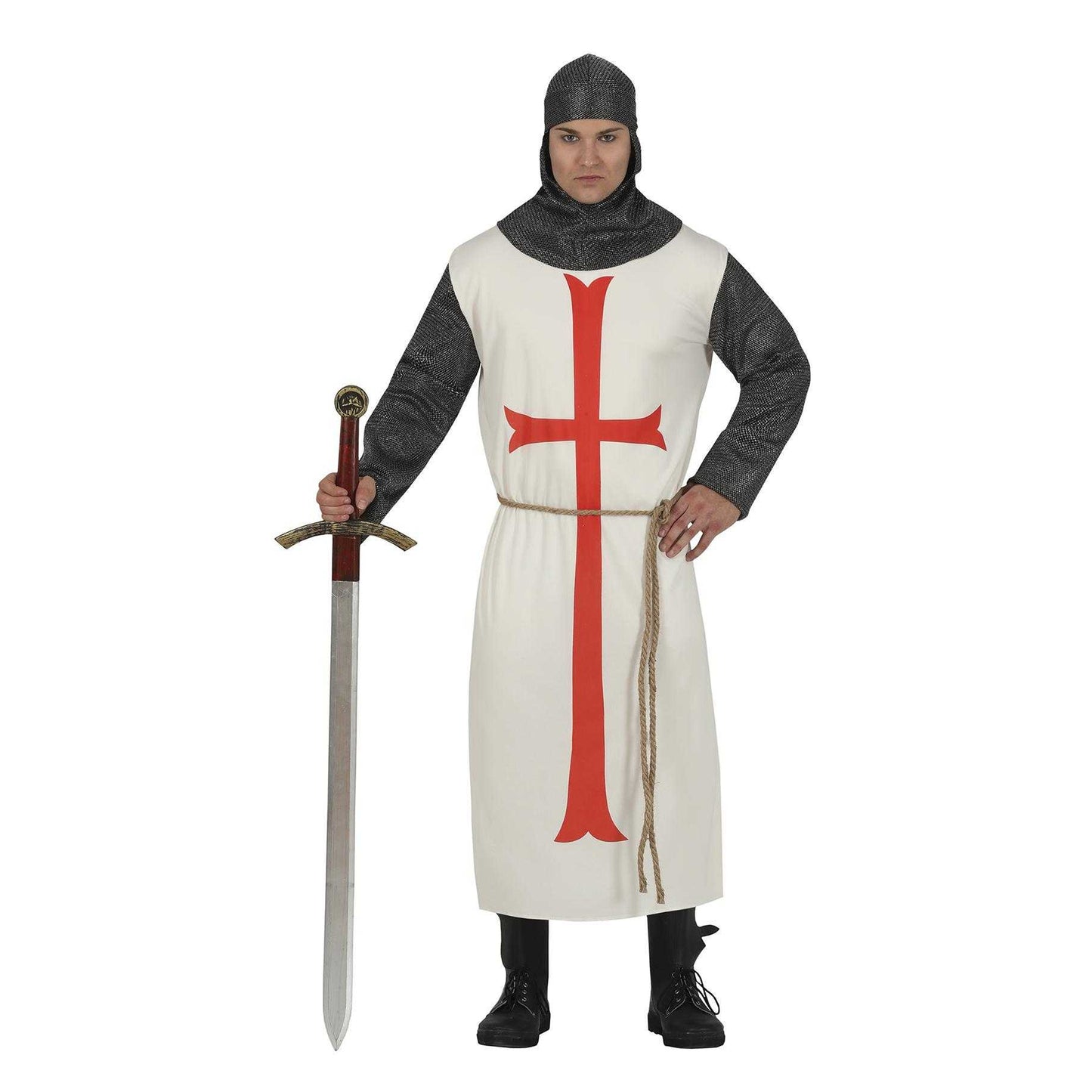 Grey-White - Front - Fiestas Guirca Mens Knight Costume Set