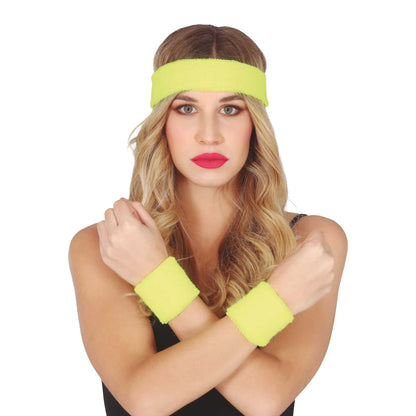 Yellow - Side - Fiestas Guirca 80s Costume Accessory Set