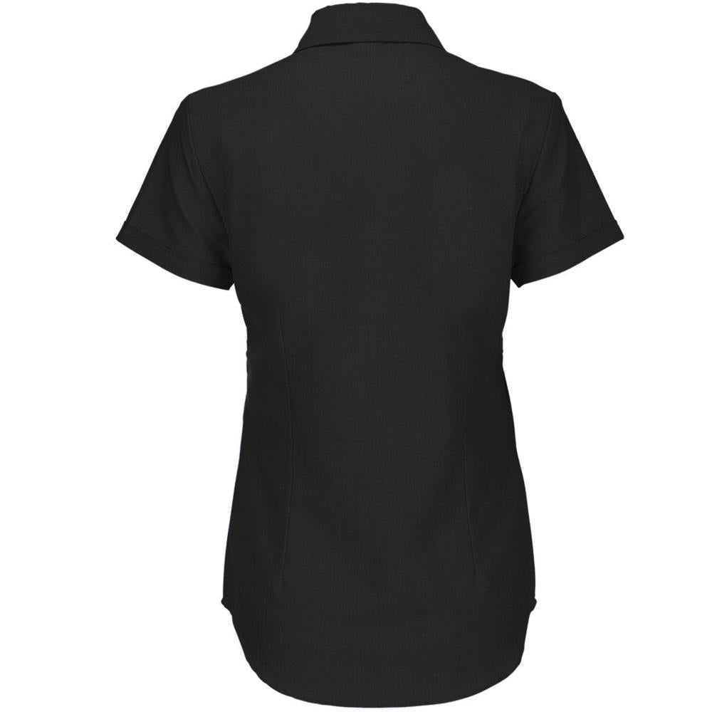 Black - Back - B&C Ladies Oxford Short Sleeve Shirt - Ladies Shirts