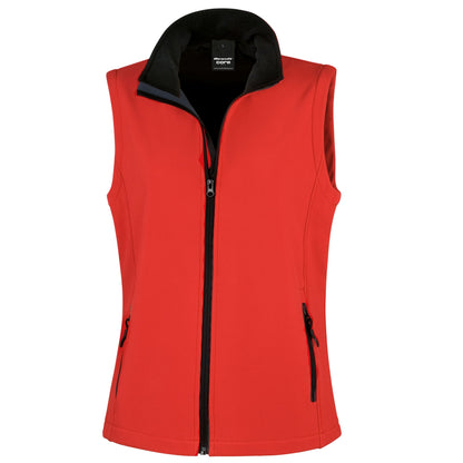 Red-Black - Front - Result Womens-Ladies Softshell Body Warmer