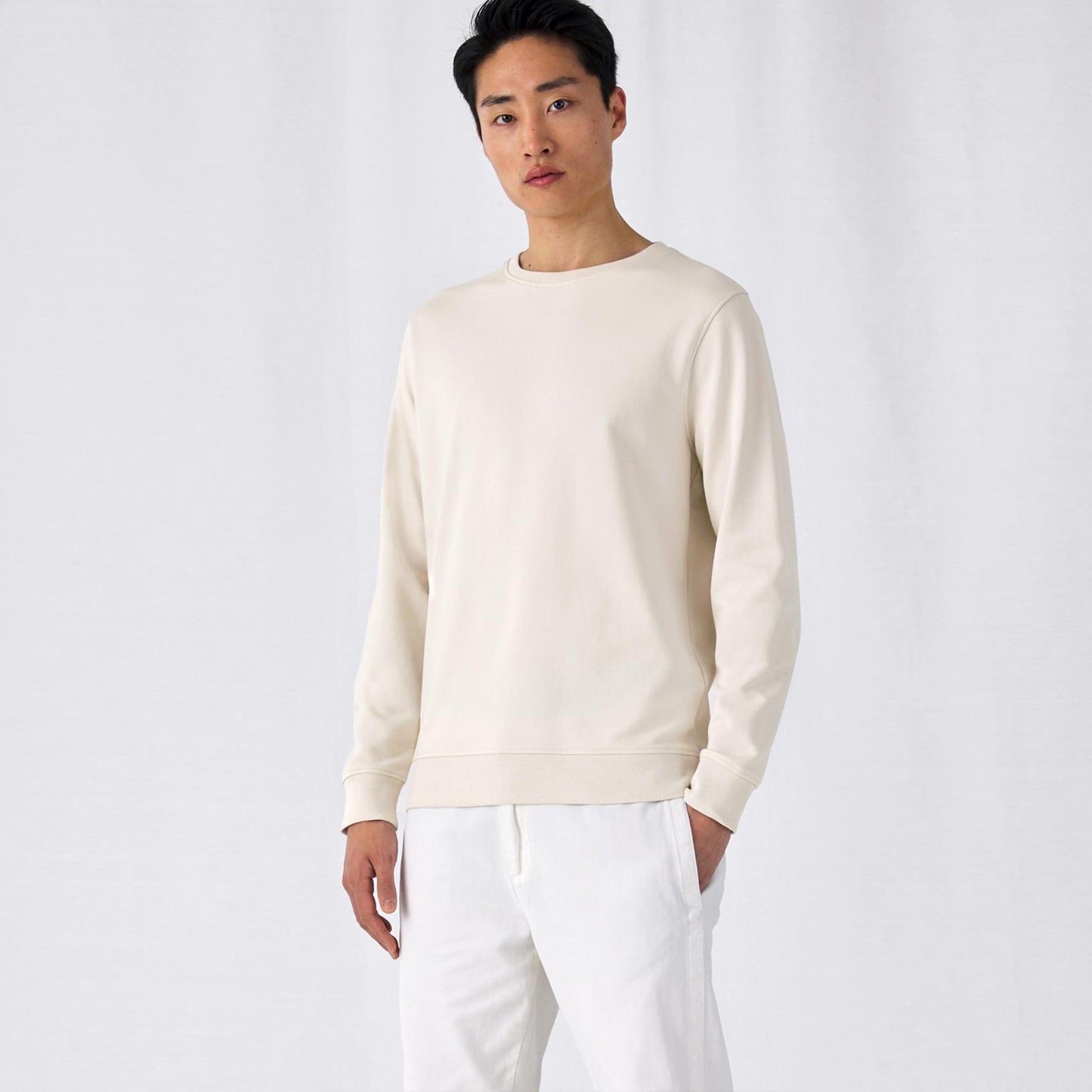 Off White - Back - B&C Mens Organic Crew Neck Sweat