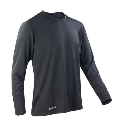 Black - Back - Spiro Unisex Adult Performance Long-Sleeved T-Shirt