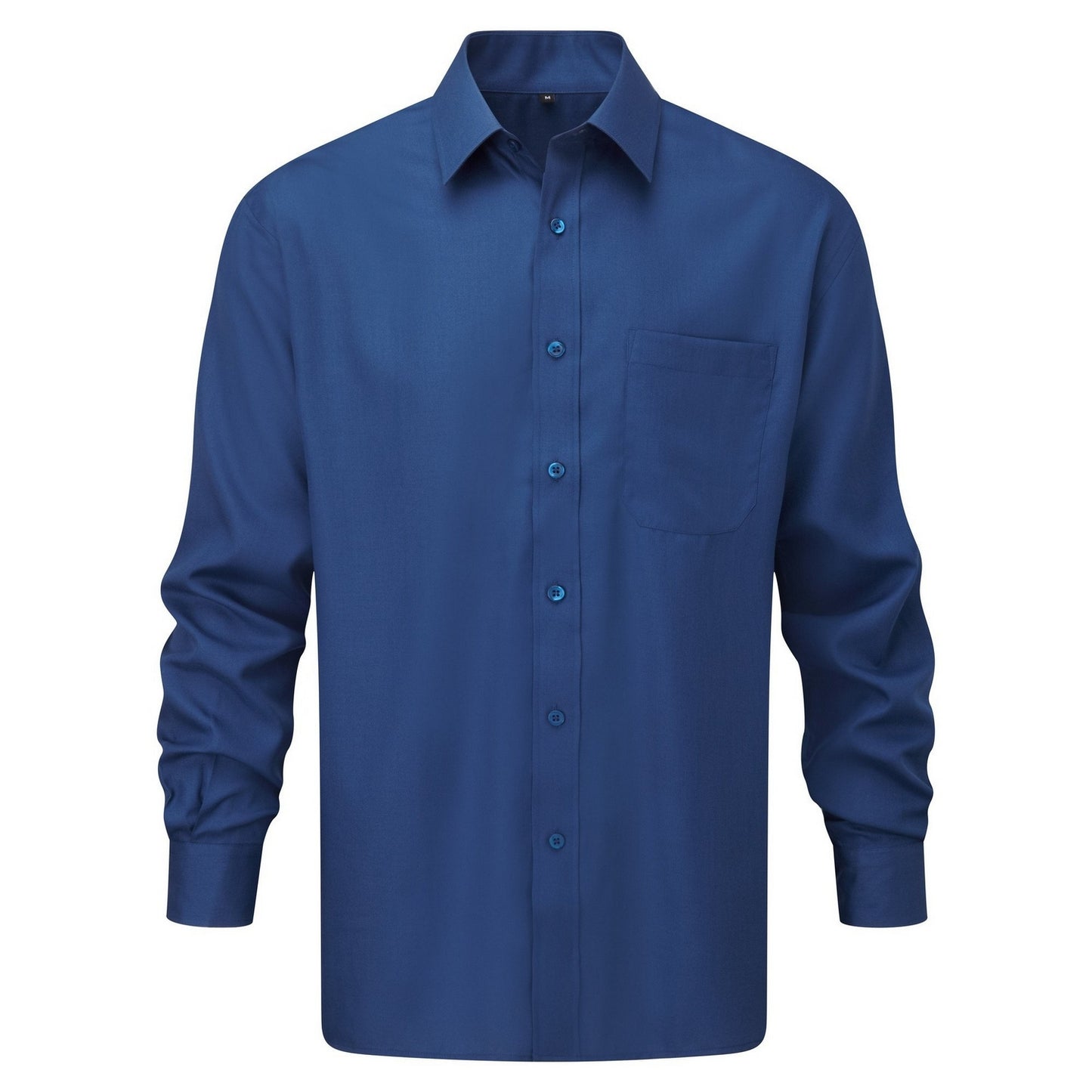 Bright Royal - Front - Russell Collection Mens Poplin Long-Sleeved Shirt