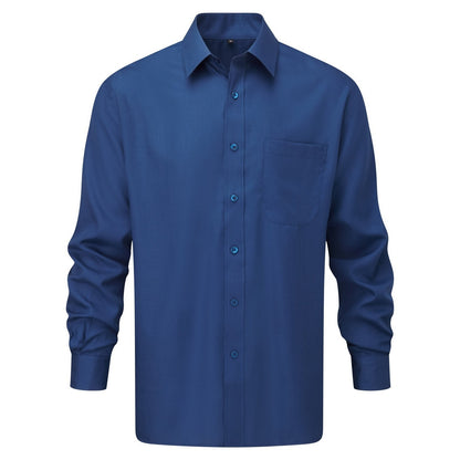 Bright Royal - Front - Russell Collection Mens Poplin Long-Sleeved Shirt