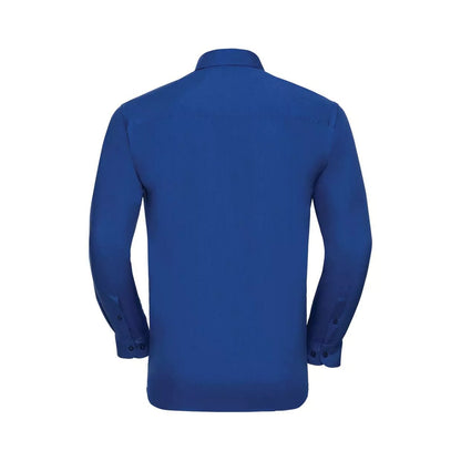 Bright Royal - Back - Russell Collection Mens Poplin Long-Sleeved Shirt