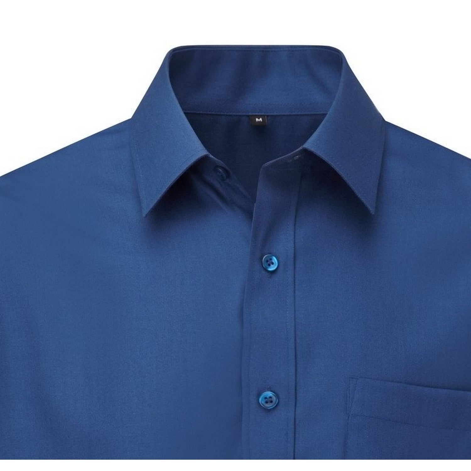 Bright Royal - Side - Russell Collection Mens Poplin Long-Sleeved Shirt