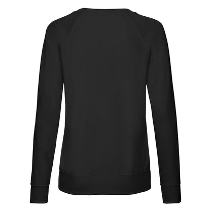 Black - Back - Fruit of the Loom Womens-Ladies Lightweight Raglan Jumper