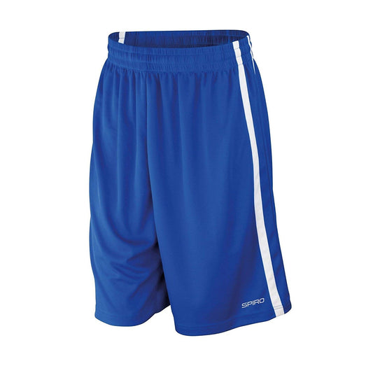 Royal Blue-White - Front - Spiro Mens Quick Dry Basketball Shorts
