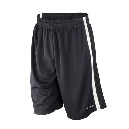 Black-White - Front - Spiro Mens Quick Dry Basketball Shorts