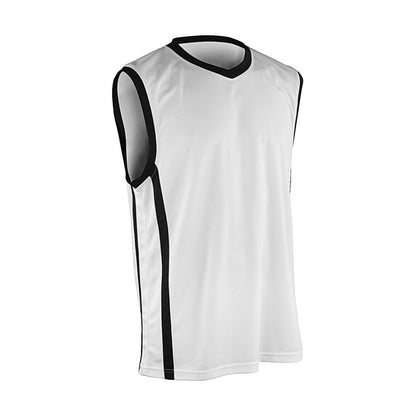 White-Black - Front - Spiro Mens Quick Dry Sleeveless Basketball Shirt