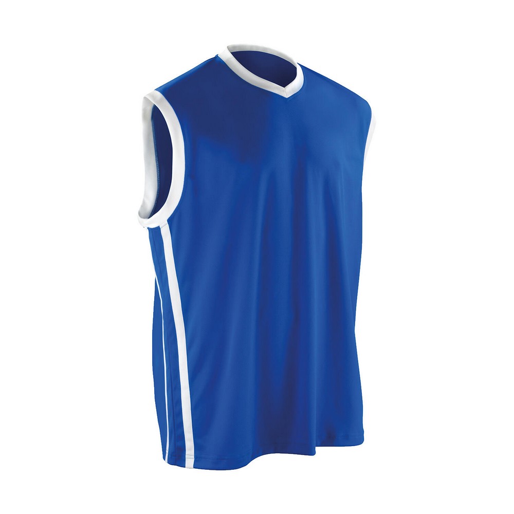 Royal Blue-White - Front - Spiro Mens Quick Dry Sleeveless Basketball Shirt