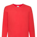 Red - Back - Fruit Of The Loom Childrens-Kids Valueweight Plain Long-Sleeved T-Shirt