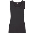 Black - Front - Fruit of the Loom Womens-Ladies Valueweight Vest Top