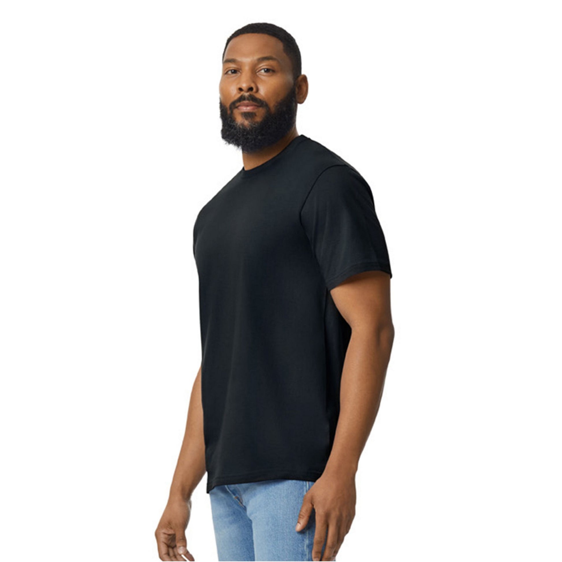 Pitch Black - Side - Gildan Unisex Adult Softstyle Midweight T-Shirt