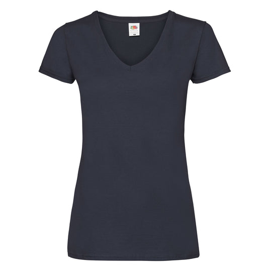 Deep Navy - Front - Fruit of the Loom Womens-Ladies Valueweight V Neck T-Shirt