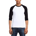 White-Black - Side - Fruit Of The Loom Mens Valueweight Long-Sleeved Baseball T-Shirt