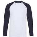 White-Deep Navy - Front - Fruit Of The Loom Mens Valueweight Long-Sleeved Baseball T-Shirt