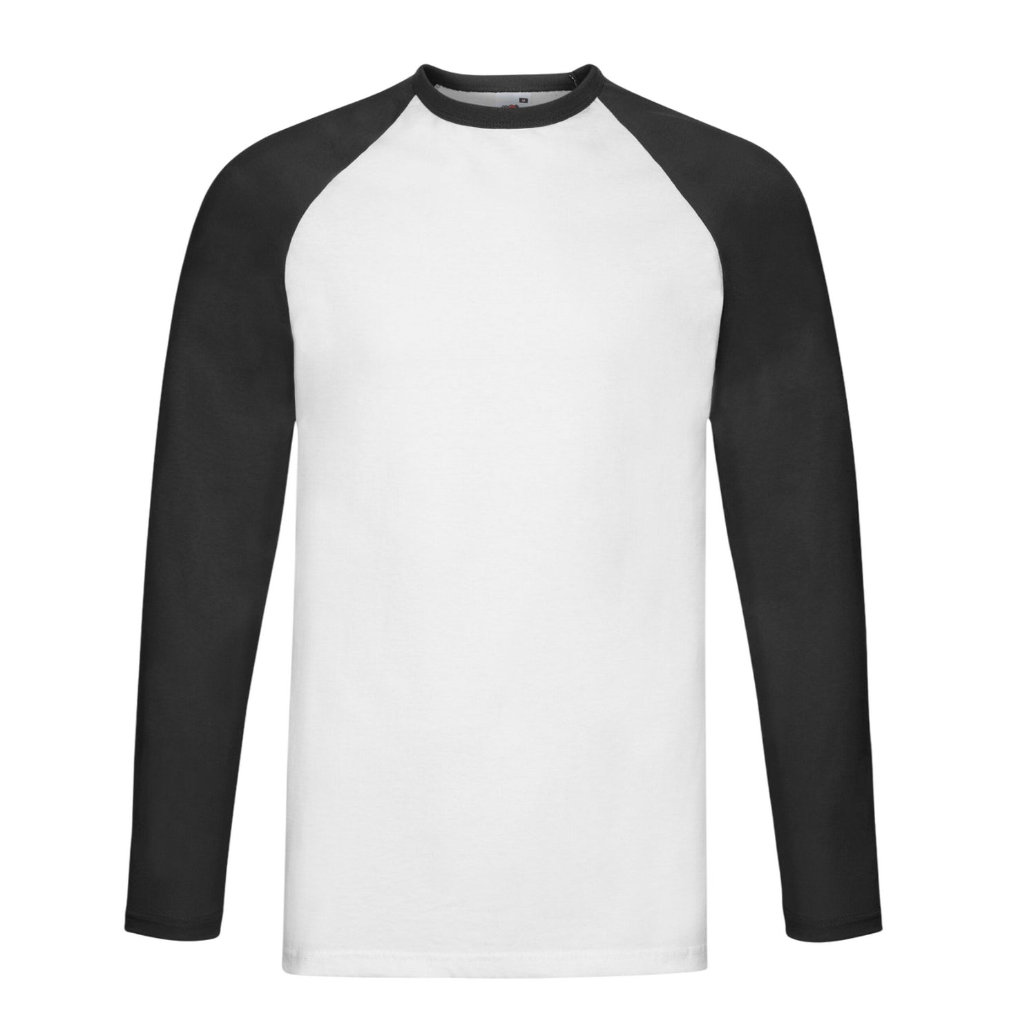 White-Black - Front - Fruit Of The Loom Mens Valueweight Long-Sleeved Baseball T-Shirt