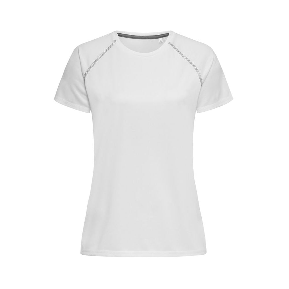 White - Front - Stedman Womens-Ladies Active 140 Team Raglan T-Shirt