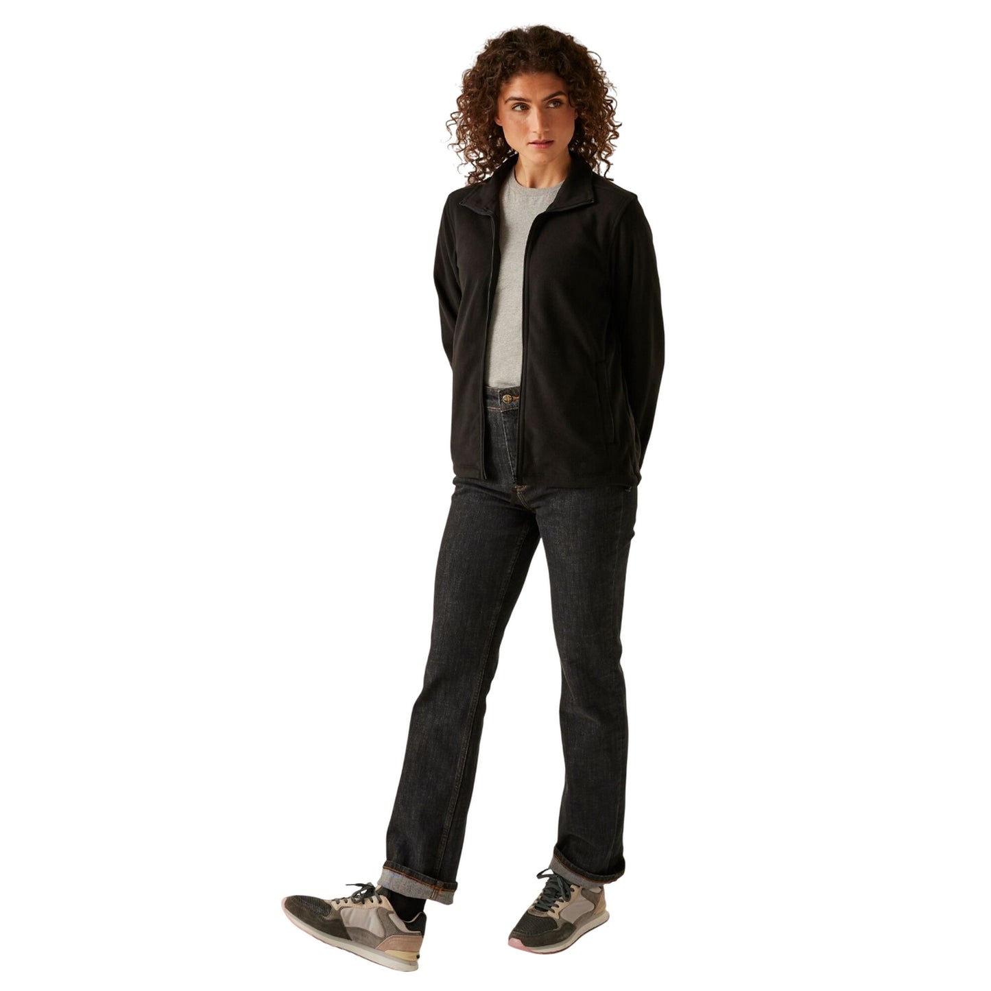 Black - Side - Regatta Womens-Ladies Micro Full Zip Fleece Jacket