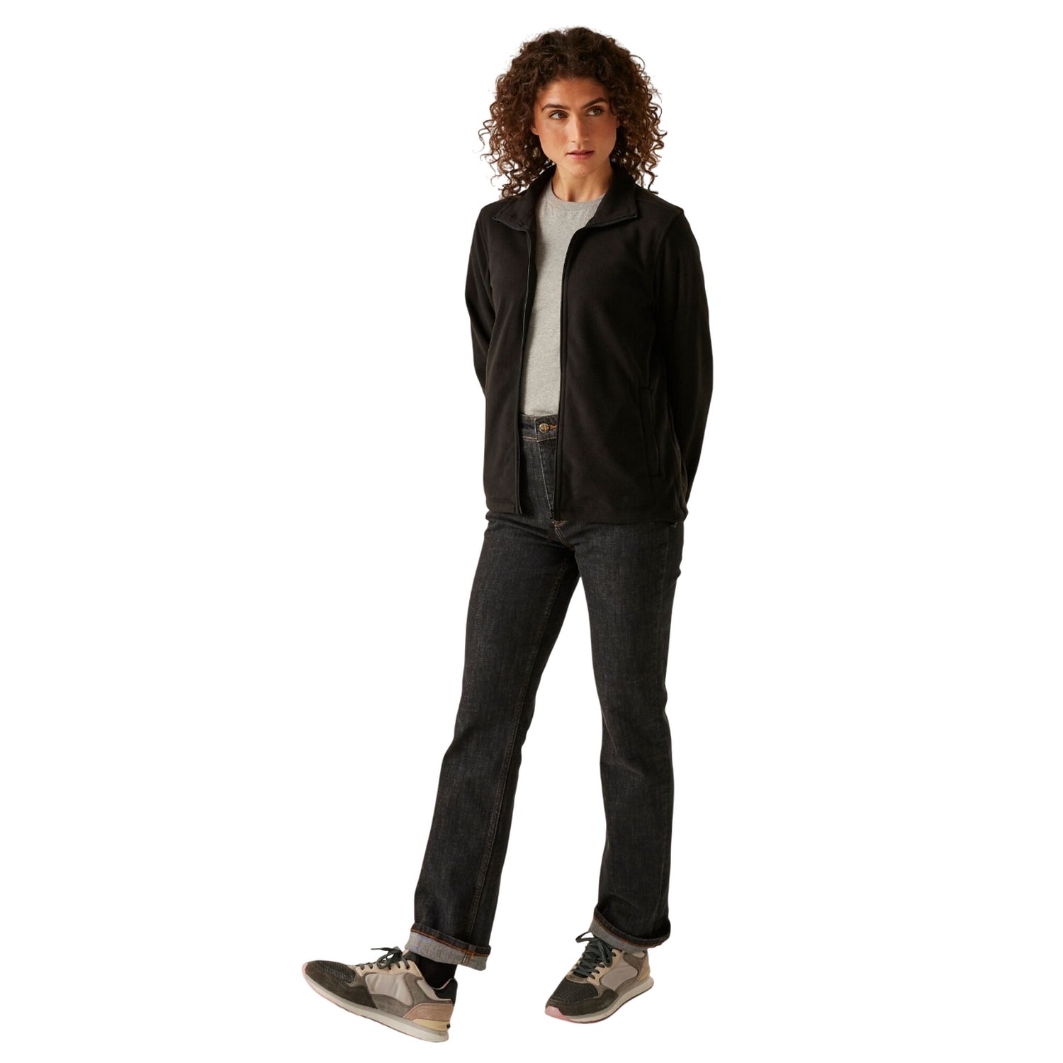 Black - Side - Regatta Womens-Ladies Micro Full Zip Fleece Jacket