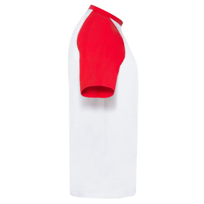 White-Red - Side - Fruit Of The Loom Mens Valueweight Baseball T-Shirt