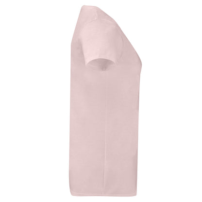 Powder Rose - Side - Fruit Of The Loom Womens-Ladies Iconic V Neck T-Shirt