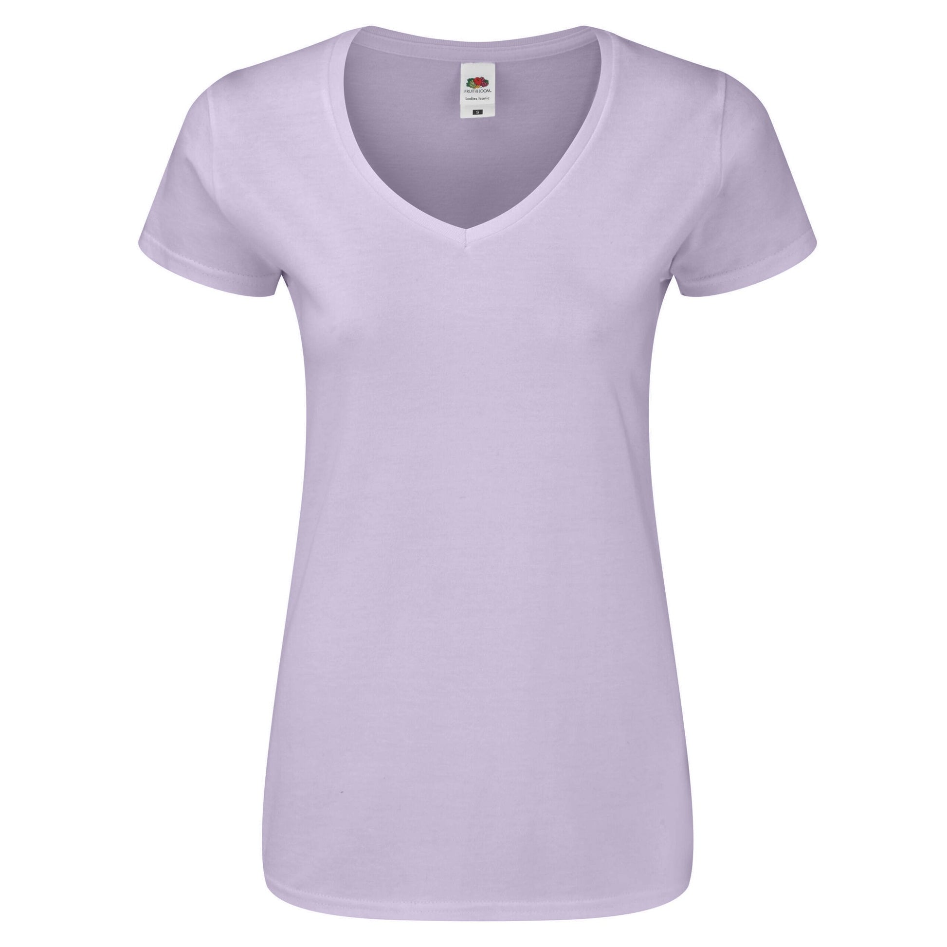 Soft Lavender - Front - Fruit Of The Loom Womens-Ladies Iconic V Neck T-Shirt