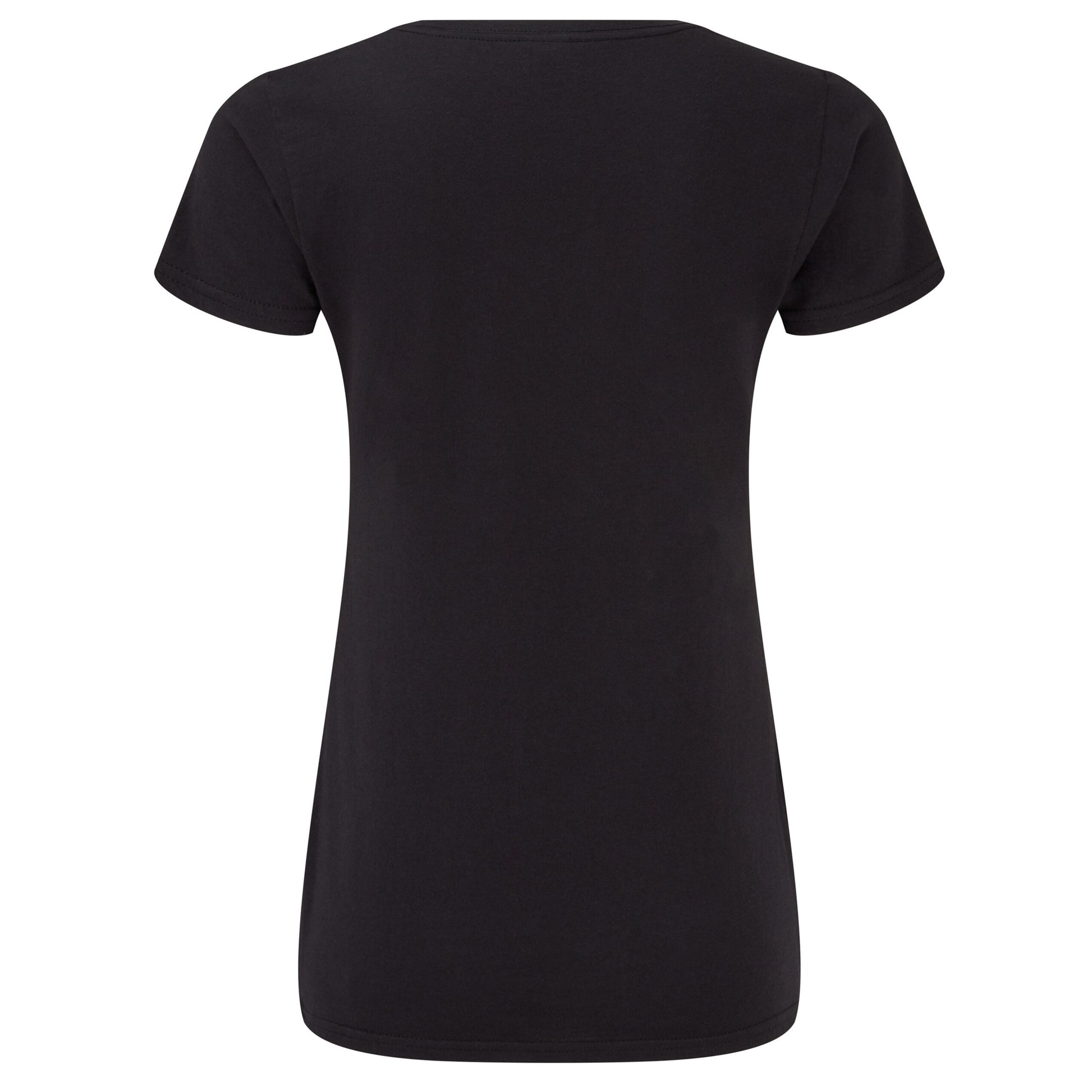 Black - Back - Fruit Of The Loom Womens-Ladies Iconic V Neck T-Shirt