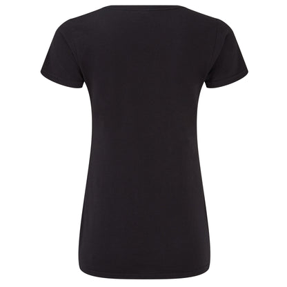 Black - Back - Fruit Of The Loom Womens-Ladies Iconic V Neck T-Shirt