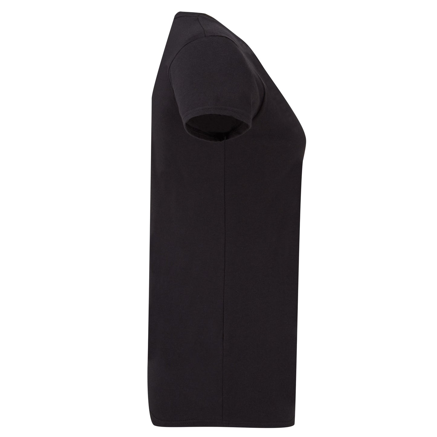 Black - Side - Fruit Of The Loom Womens-Ladies Iconic V Neck T-Shirt