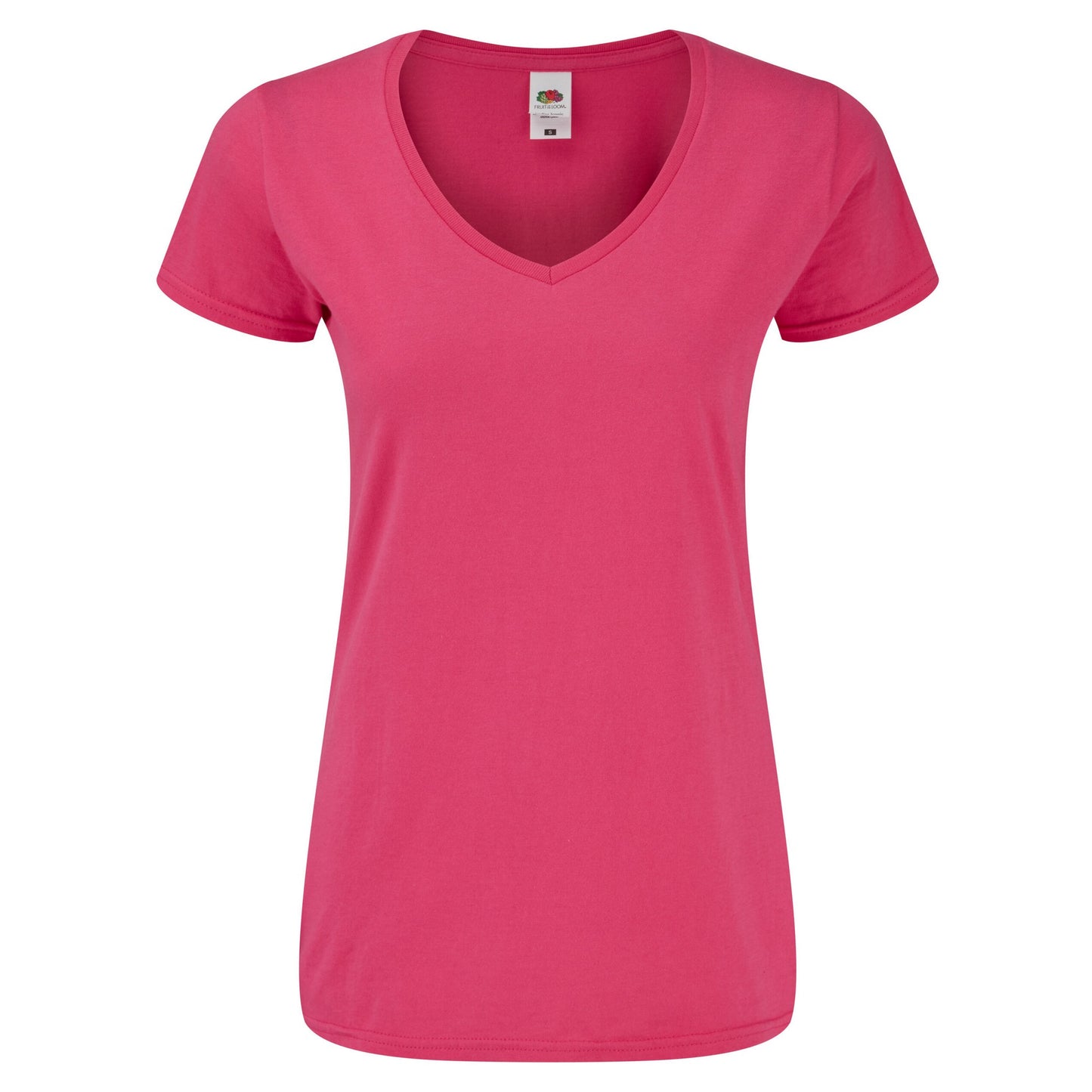 Fuchsia - Front - Fruit Of The Loom Womens-Ladies Iconic V Neck T-Shirt