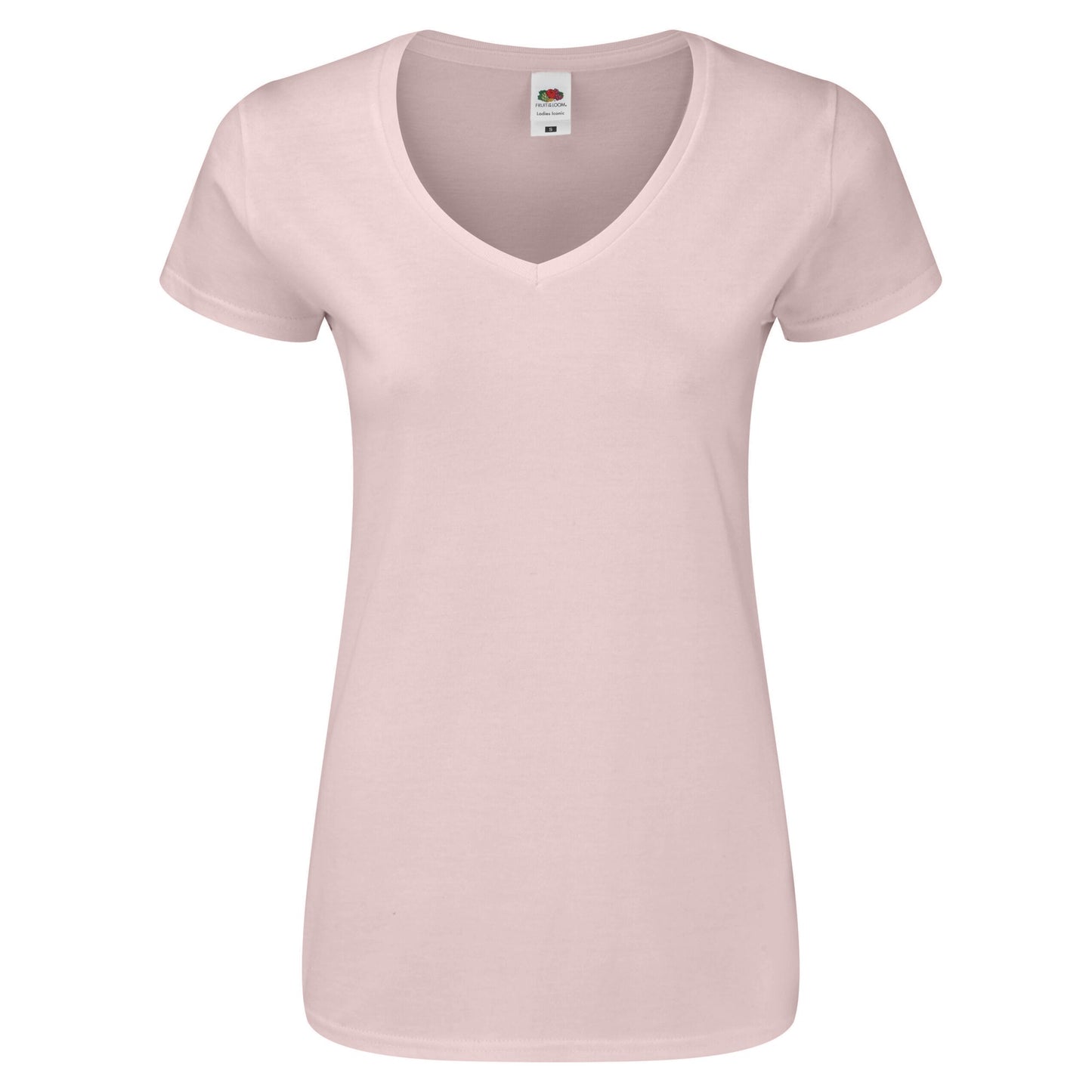 Powder Rose - Front - Fruit Of The Loom Womens-Ladies Iconic V Neck T-Shirt
