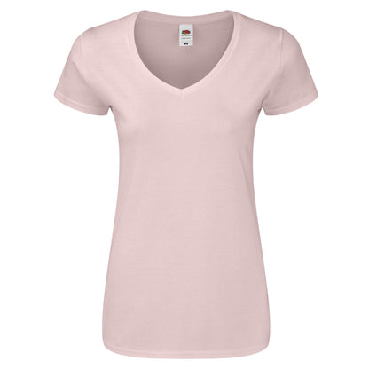 Powder Rose - Front - Fruit Of The Loom Womens-Ladies Iconic V Neck T-Shirt