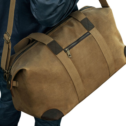 Desert Sand - Back - Quadra Heritage Leather Trim Waxed Canvas Holdall