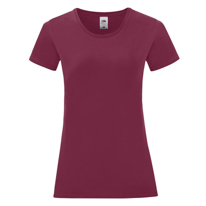 Burgundy - Front - Fruit of the Loom Womens-Ladies Iconic 150 T-Shirt
